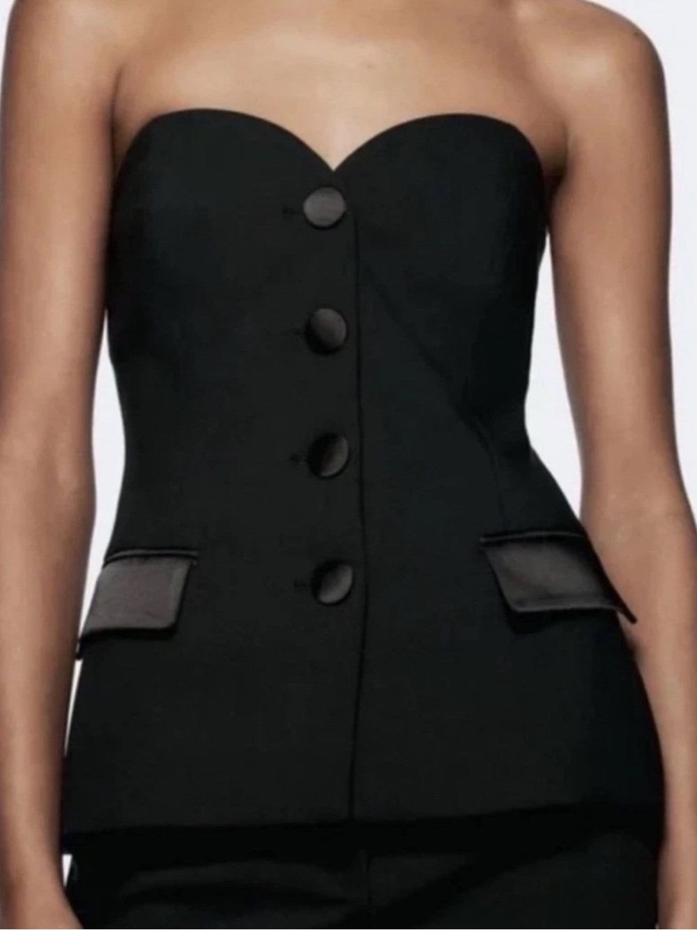 Zara Tuxedo Strapless Top XS